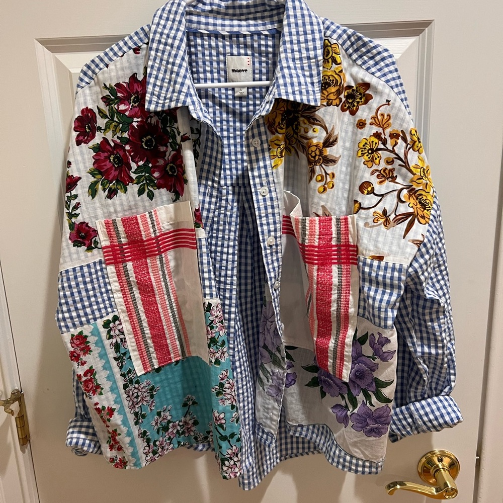 Maeve Patchwork Tea Towel Button Down - image 3